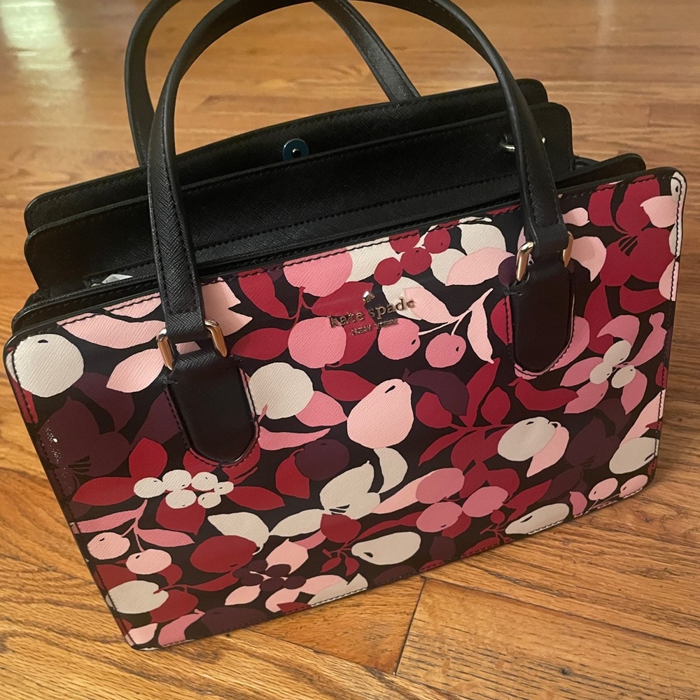 NEW Kate Spade Black and Pink Floral Satchel